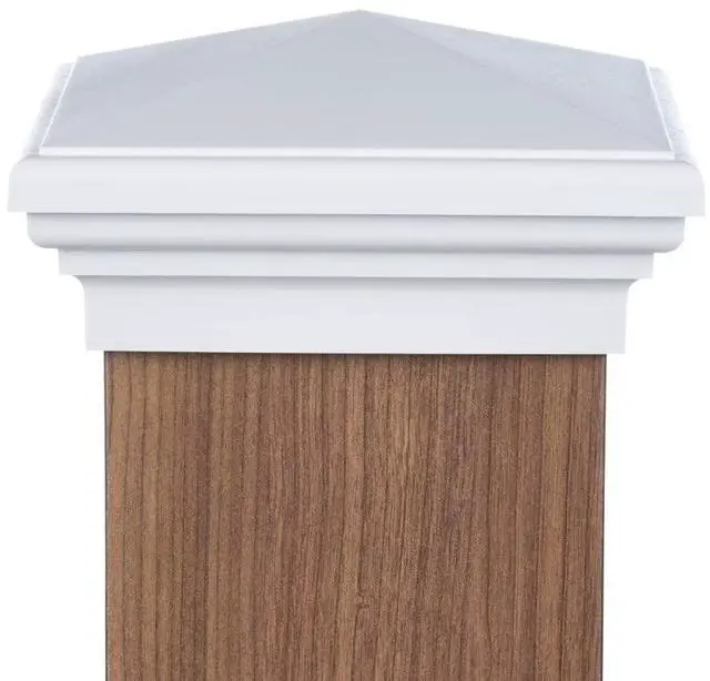 Main image of (White) 6x6 Pyramid Post caps (14-Pack) Fits Post Measuring 5.5"x5.5" up to 5.75"x5.75". Made Out of UV Stable Polymer Longest Lasting 6x6 Deck Post Cap on Market