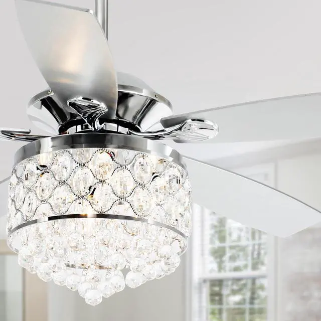 Main image of Fandelier Ceiling Fan with Light 52 Inch Crystal Chandelier Ceiling Fan Remote Control, Quiet Reversible Motor, House Fans Indoor for Living Room