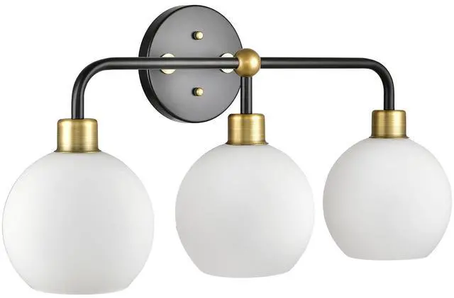 Main image of Lukasa Modern Bathroom Vanity Lights Fixtures 3-Lights Over Mirror Lighting Matte Black and Gold Vanity Lights for Bathroom Light Fixtures Frosted Glass Covers, UL Listed