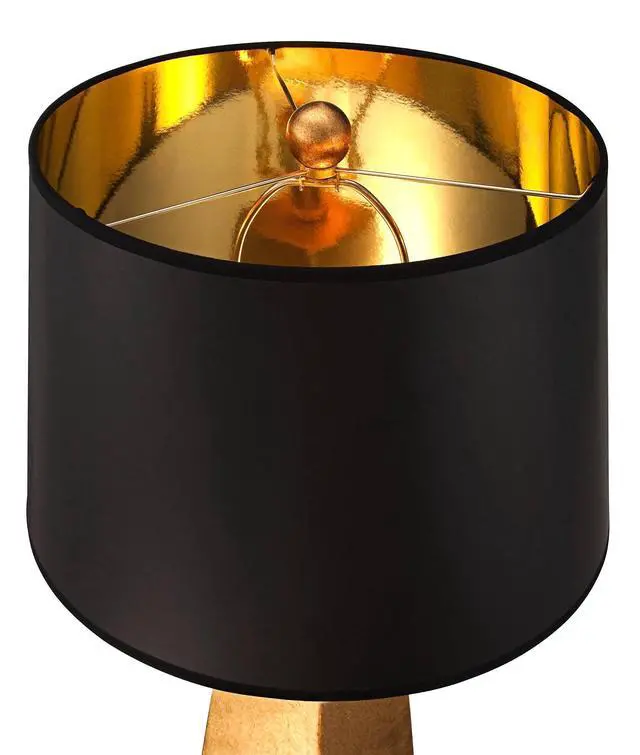 Alt view image 3 of 6 - Obelisk Modern Table Lamp 26" High Gold Leaf Tapered Column Black Paper Drum Shade Decor for Bedroom Living Room House Home Bedside Nightstand Office Entryway Kids Family