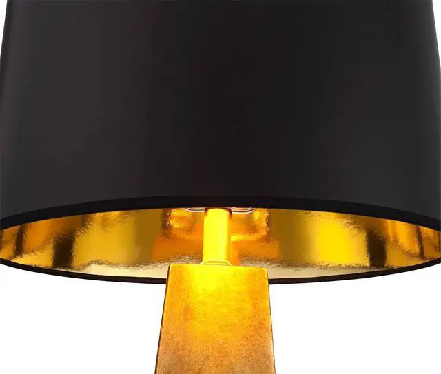 Alt view image 5 of 6 - Obelisk Modern Table Lamp 26" High Gold Leaf Tapered Column Black Paper Drum Shade Decor for Bedroom Living Room House Home Bedside Nightstand Office Entryway Kids Family