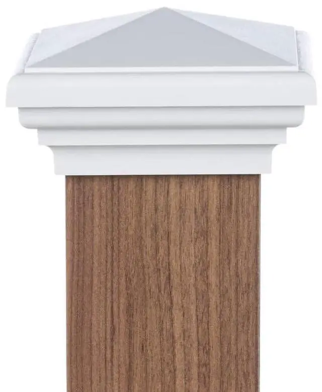 Main image of 4x4 Post Cap fits Post (3.5"x3.5" up to 3.75"x3.75") (Case of 12) White New England Pyramid Top for Outdoor Fences, Decks, Mailboxes, and Railing, UV Stable Polymer | UV stable polymer, American made,
