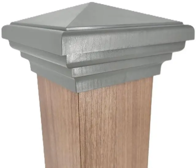 Main image of 4x4 (Gray) Pyramid Post Cap Fits Post (3.5"x3.5" up to 3.75"x3.75") | (Case of 12) New England Pyramid Style for Outdoor Fences, Mailboxes & Decks