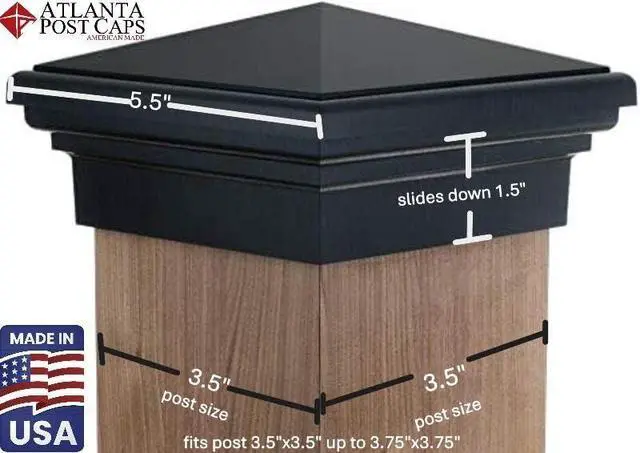 Alt view image 3 of 6 - 4x4 Pyramid Post Cap (Brown) fits Post (3.5"x3.5" up to 3.75"x3.75") | (Case of 12) New England Pyramid Style 4x4 Deck Post Cap for Outdoor Fences & Decks UV Stable Polymer