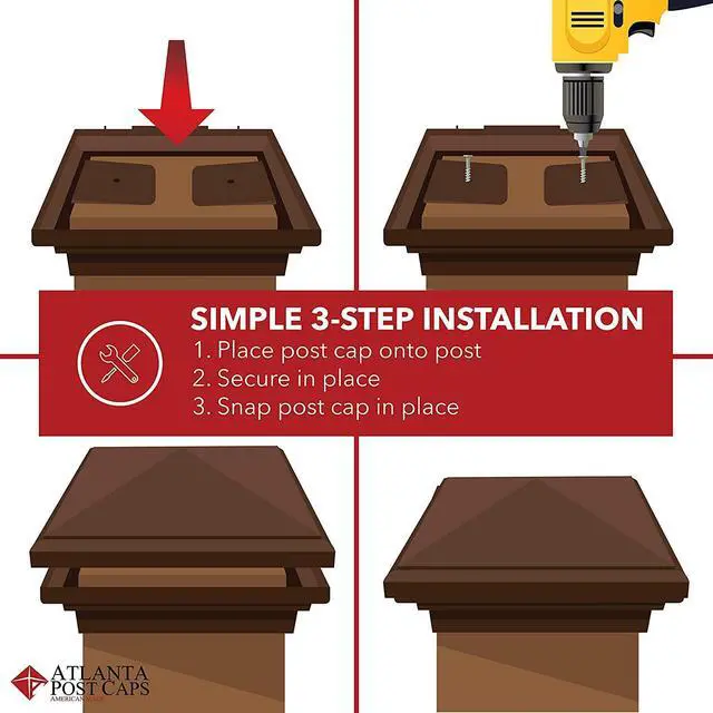 Alt view image 4 of 6 - 4x4 Pyramid Post Cap (Brown) fits Post (3.5"x3.5" up to 3.75"x3.75") | (Case of 12) New England Pyramid Style 4x4 Deck Post Cap for Outdoor Fences & Decks UV Stable Polymer