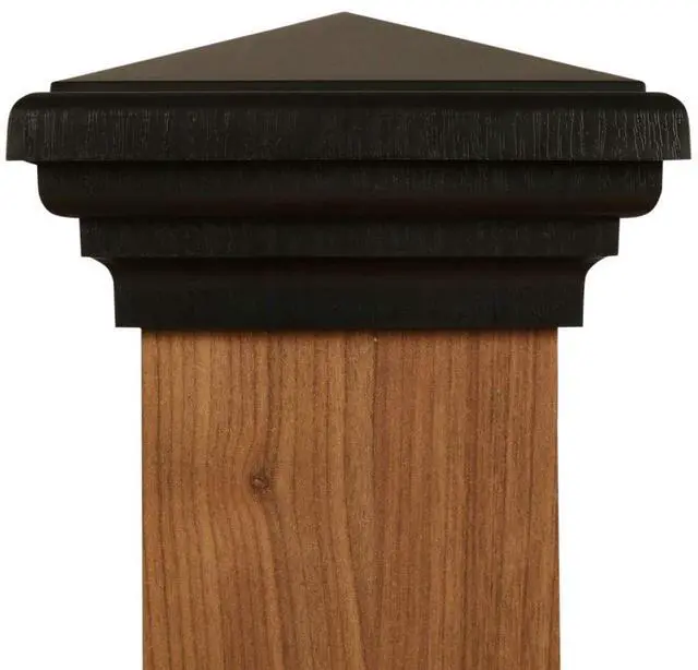 Main image of 4x4 Black Post Caps (12pack) fits (3.5"x3.5" up to 3.75"x3.75") Post | Black Pyramid 4x4 Deck Post Cap Square Top for 4x4 Fences, Mailboxes & Decks UV Stable Polymer
