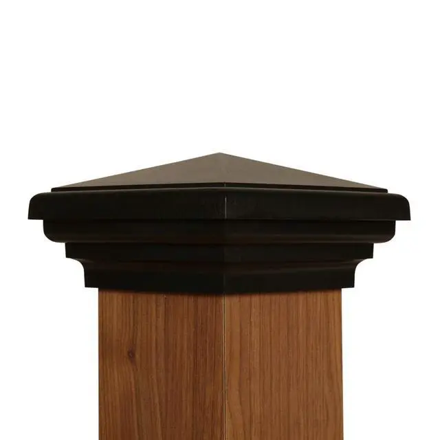Alt view image 6 of 6 - 4x4 Black Post Caps (12pack) fits (3.5"x3.5" up to 3.75"x3.75") Post | Black Pyramid 4x4 Deck Post Cap Square Top for 4x4 Fences, Mailboxes & Decks UV Stable Polymer