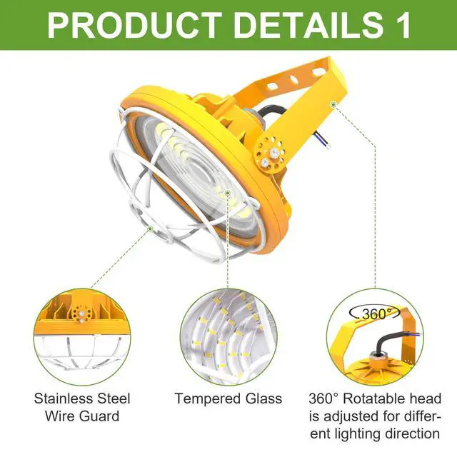 Alt view image 3 of 6 - 30W LED Loading Dock Light with 40 Swing Single Folding Arm, 5000K 4,200 Lumen 360° Rotatable Lamp Head, IP65 Rated, UL Listed Dock Light for Trailers, Docks, Warehouses, Container (30W)