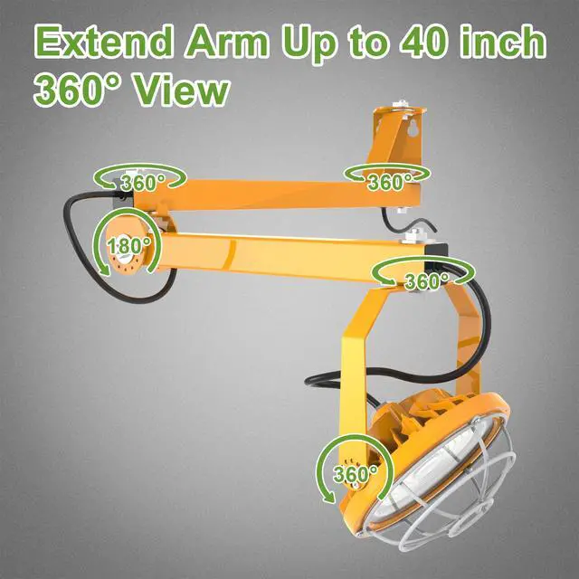 Alt view image 5 of 6 - 30W LED Loading Dock Light with 40 Swing Single Folding Arm, 5000K 4,200 Lumen 360° Rotatable Lamp Head, IP65 Rated, UL Listed Dock Light for Trailers, Docks, Warehouses, Container (30W)