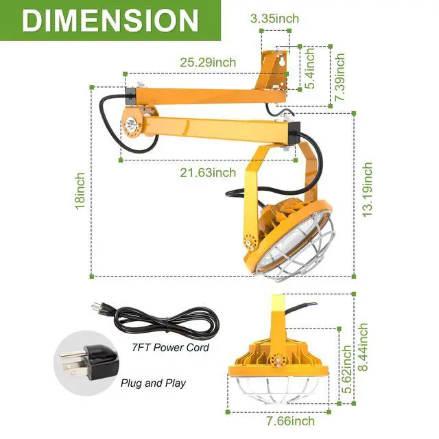 Alt view image 6 of 6 - 30W LED Loading Dock Light with 40 Swing Single Folding Arm, 5000K 4,200 Lumen 360° Rotatable Lamp Head, IP65 Rated, UL Listed Dock Light for Trailers, Docks, Warehouses, Container (30W)
