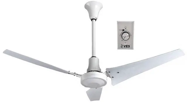 Main image of 56" Industrial Indoor/Outdoor Moisture Resistant Ceiling Fan with Control, White, Poly Blades