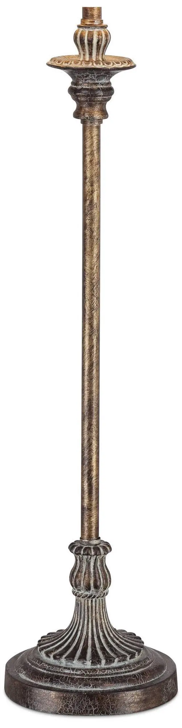 Alt view image 5 of 6 - Bentley Traditional French Country Style Buffet Table Lamps 31.5" Tall Skinny Set of 2 Weathered Brown Ridged Linen Fabric Tapered Drum Shade Decor for Living Room House Home Dining