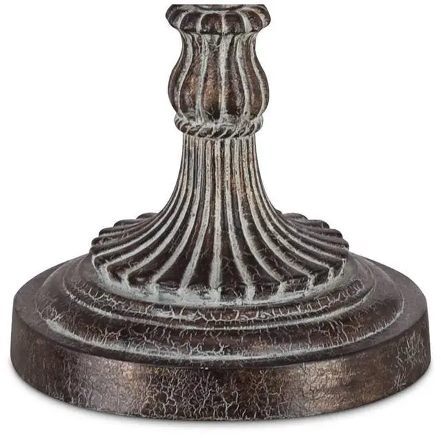 Alt view image 6 of 6 - Bentley Traditional French Country Style Buffet Table Lamps 31.5" Tall Skinny Set of 2 Weathered Brown Ridged Linen Fabric Tapered Drum Shade Decor for Living Room House Home Dining
