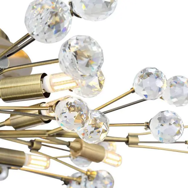 Alt view image 3 of 6 - Modern Ceiling Light Semi Flush Mount Fixture 10-Light LED 27 1/2" Wide Brass Gold Metal Crystal Berries for Bedroom Kitchen Living Room Family Hallway Bathroom House Dining