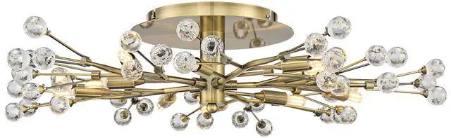 Alt view image 5 of 6 - Modern Ceiling Light Semi Flush Mount Fixture 10-Light LED 27 1/2" Wide Brass Gold Metal Crystal Berries for Bedroom Kitchen Living Room Family Hallway Bathroom House Dining