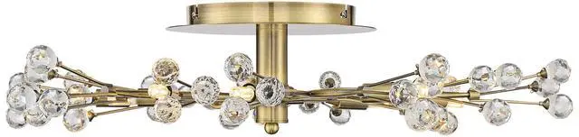 Alt view image 6 of 6 - Modern Ceiling Light Semi Flush Mount Fixture 10-Light LED 27 1/2" Wide Brass Gold Metal Crystal Berries for Bedroom Kitchen Living Room Family Hallway Bathroom House Dining