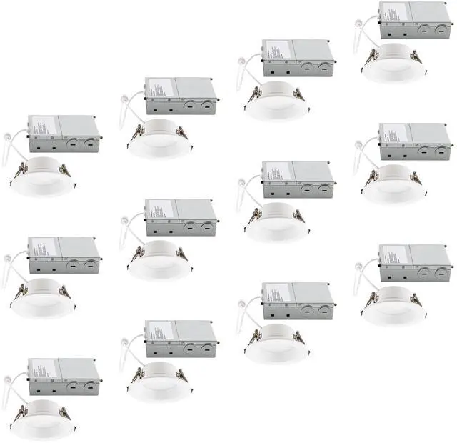 Main image of Builder Essential 2.5in Cutout 550 Lumens Round LED Recessed Light and Housing for Remodel or New Construction with Regressed Trim 4W-6W-8W, 5-CCT 2700-3000-3500-4000-5000K in White (Pack of 12)