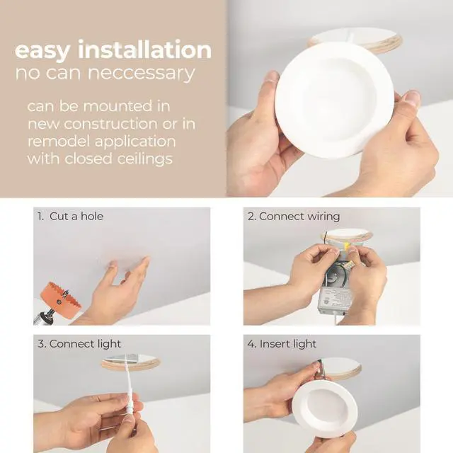 Alt view image 3 of 6 - Builder Essential 2.5in Cutout 550 Lumens Round LED Recessed Light and Housing for Remodel or New Construction with Regressed Trim 4W-6W-8W, 5-CCT 2700-3000-3500-4000-5000K in White (Pack of 12)