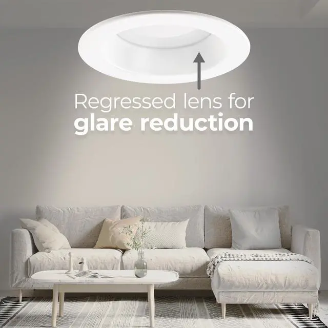 Alt view image 4 of 6 - Builder Essential 2.5in Cutout 550 Lumens Round LED Recessed Light and Housing for Remodel or New Construction with Regressed Trim 4W-6W-8W, 5-CCT 2700-3000-3500-4000-5000K in White (Pack of 12)