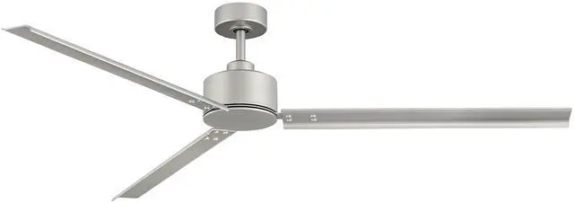 Main image of Indy 72" Indoor/Outdoor Ceiling Fan, Modern Industrial Propeller Style, 4-Speed Wall Control Unit, Brushed Nickel