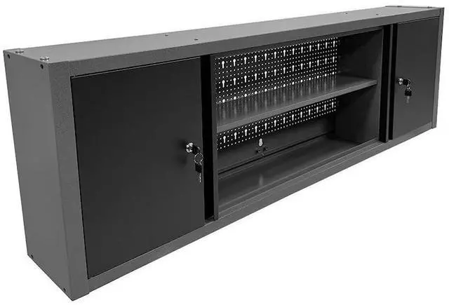 Main image of Metal Wall Mount Cabinet with Two Lockable Doors & One Removable Shelf, 59" Large Durable Construction Cabinet for Workshop Storage Solutions
