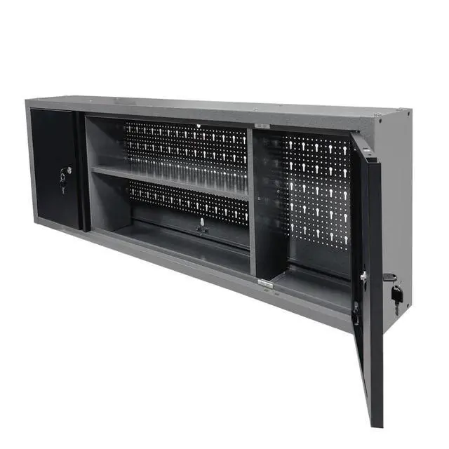 Alt view image 3 of 6 - Metal Wall Mount Cabinet with Two Lockable Doors & One Removable Shelf, 59" Large Durable Construction Cabinet for Workshop Storage Solutions