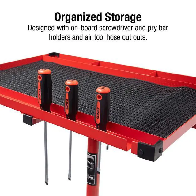Alt view image 4 of 5 - Sunex 8019 Heavy Duty Adjustable Work Table with Drawer, Red