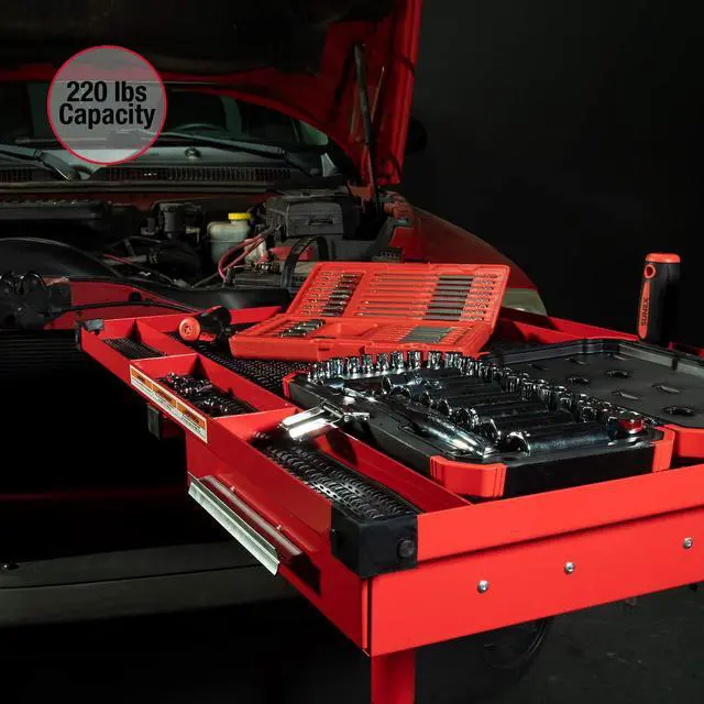 Alt view image 5 of 5 - Sunex 8019 Heavy Duty Adjustable Work Table with Drawer, Red