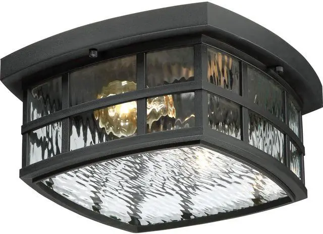 Main image of Stonington Outdoor Flush Mount Ceiling Light, Coastal Armour 12 Inch 2-Light Mystic Black Vintage Close to Ceiling Light Fixture, Decorative Outside Lights for Patio, Porch or Balcony