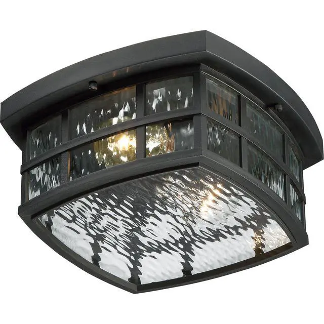 Alt view image 4 of 6 - Stonington Outdoor Flush Mount Ceiling Light, Coastal Armour 12 Inch 2-Light Mystic Black Vintage Close to Ceiling Light Fixture, Decorative Outside Lights for Patio, Porch or Balcony