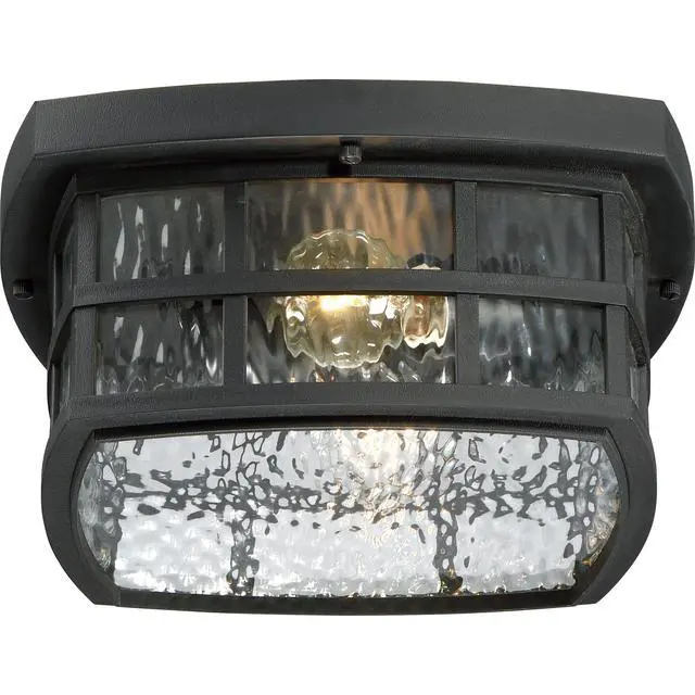 Alt view image 5 of 6 - Stonington Outdoor Flush Mount Ceiling Light, Coastal Armour 12 Inch 2-Light Mystic Black Vintage Close to Ceiling Light Fixture, Decorative Outside Lights for Patio, Porch or Balcony