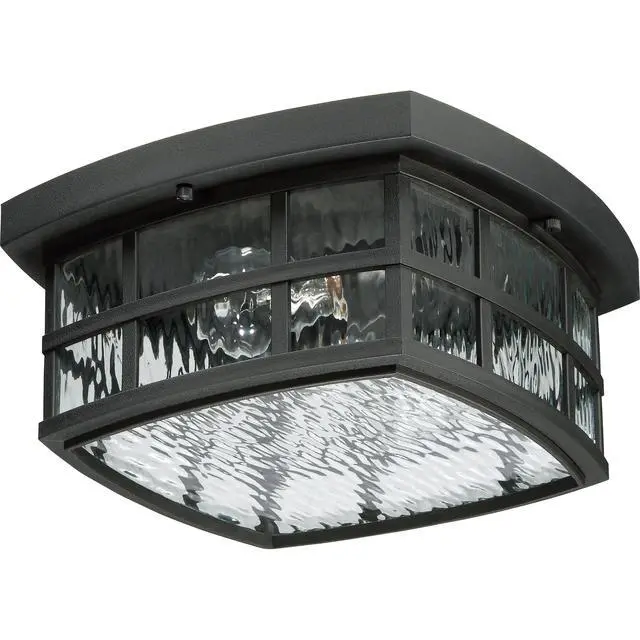 Alt view image 6 of 6 - Stonington Outdoor Flush Mount Ceiling Light, Coastal Armour 12 Inch 2-Light Mystic Black Vintage Close to Ceiling Light Fixture, Decorative Outside Lights for Patio, Porch or Balcony
