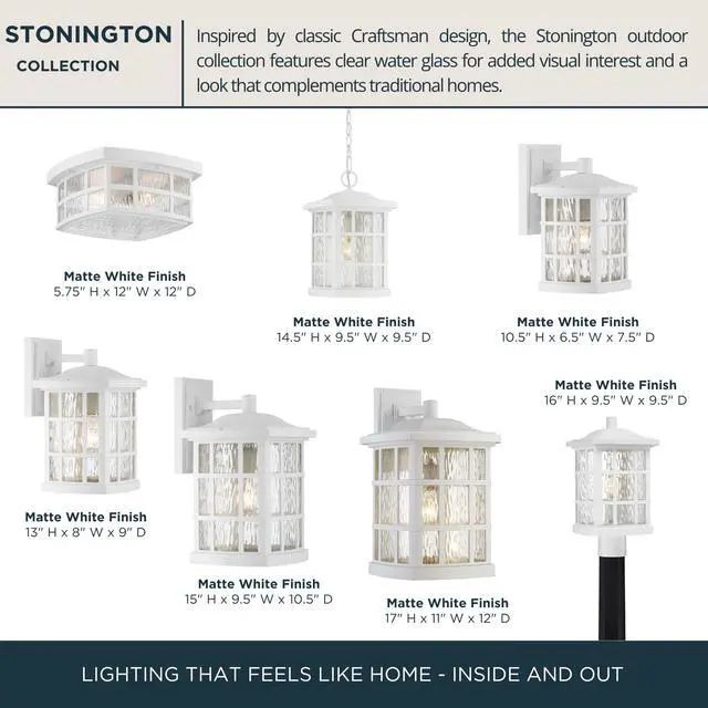 Alt view image 5 of 6 - Stonington 12" Mission-Style Outdoor Flush Mount, 2-Light, Matte White with Water Glass, Coastal Armour Marine Grade