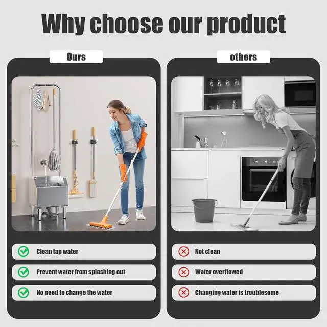 Alt view image 2 of 6 - Stainless Steel Mop Sink, Commercial Floor Sink, Utility Mop Basin, Floor Standing Stainless Sinks for Laundry, Kitchen, Garage, and Restaurant (Upgraded)