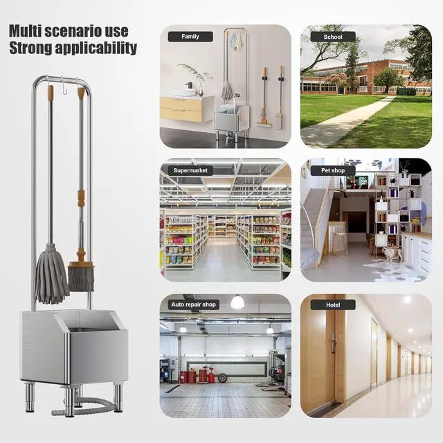 Alt view image 5 of 6 - Stainless Steel Mop Sink, Commercial Floor Sink, Utility Mop Basin, Floor Standing Stainless Sinks for Laundry, Kitchen, Garage, and Restaurant (Upgraded)