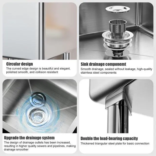 Alt view image 6 of 6 - Stainless Steel Mop Sink, Commercial Floor Sink, Utility Mop Basin, Floor Standing Stainless Sinks for Laundry, Kitchen, Garage, and Restaurant (Upgraded)