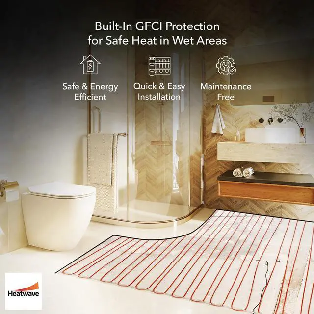 Alt view image 4 of 6 - Floor Heating Cable 120V - 8-15 sq ft Heated Floor System, Underfloor Electric Heat Cable Warmer, Radiant Heated Flooring System for Tile with 7-Day/4 Event Programmable GFCI Thermostat, Made in USA