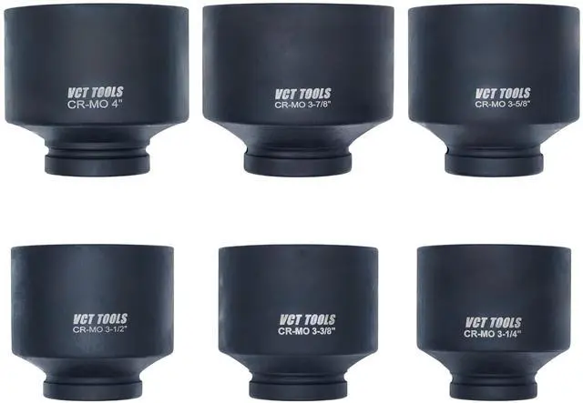 Main image of 1" Drive Jumbo 6pc, Standard Impact Socket Set, Heavy-Duty 6-Point SAE 3-1/4" - 4"