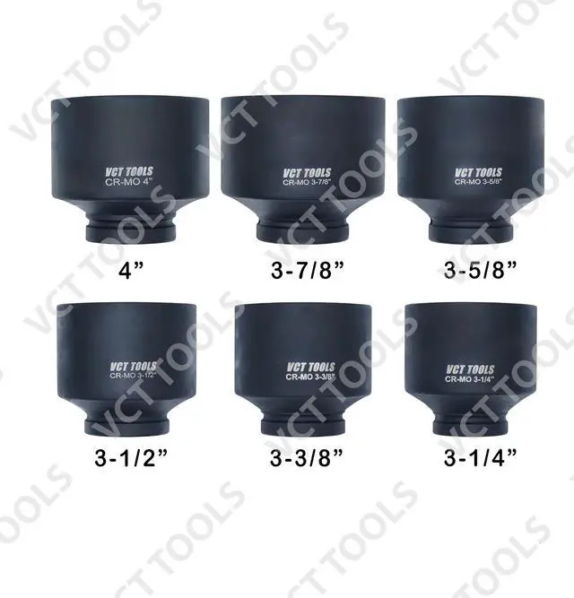 Alt view image 3 of 5 - 1" Drive Jumbo 6pc, Standard Impact Socket Set, Heavy-Duty 6-Point SAE 3-1/4" - 4"