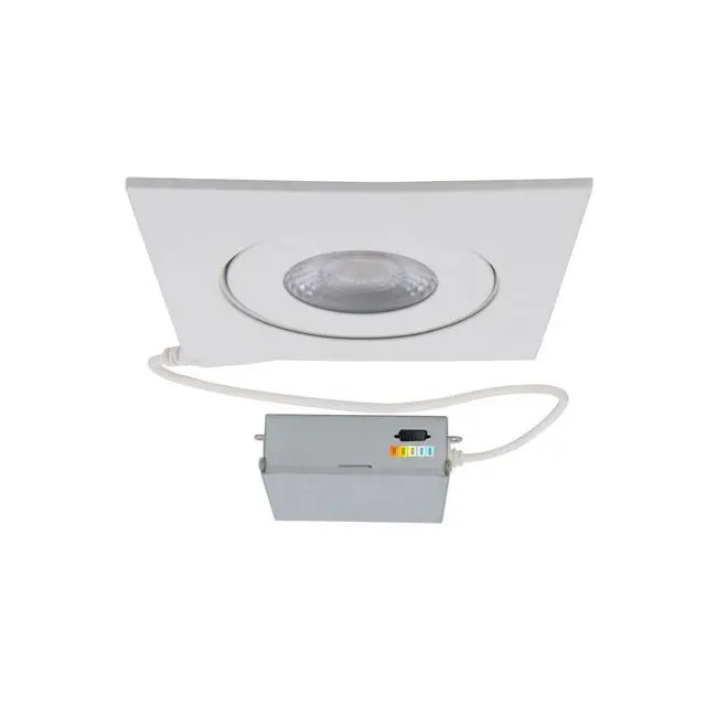 Alt view image 3 of 6 - Lotos 4in LED Square Adjustable Recessed Light 5-CCT Selectable 9W 700 Lumens IC-Rated Airtight 120V-277V Universal in White (Pack of 6)