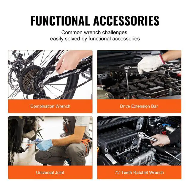 Alt view image 3 of 5 - Mechanics Tool Set and Socket Set, 1/4" 3/8" 1/2" Drive Deep and Standard Sockets, 450 Pcs SAE and Metric Mechanic Tool Kit with Bits, Hex Wrenches, Combination Wrench, Accessories, Storage Case