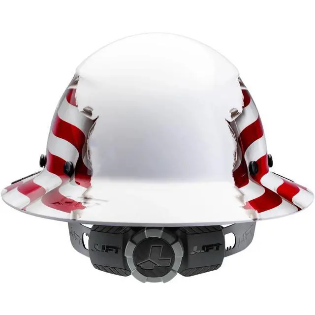 Alt view image 4 of 5 - LIFT Safety HDF-24AF DAX Fiber Resin Full Brim Hard Hat (American Flag) with Tote Bag