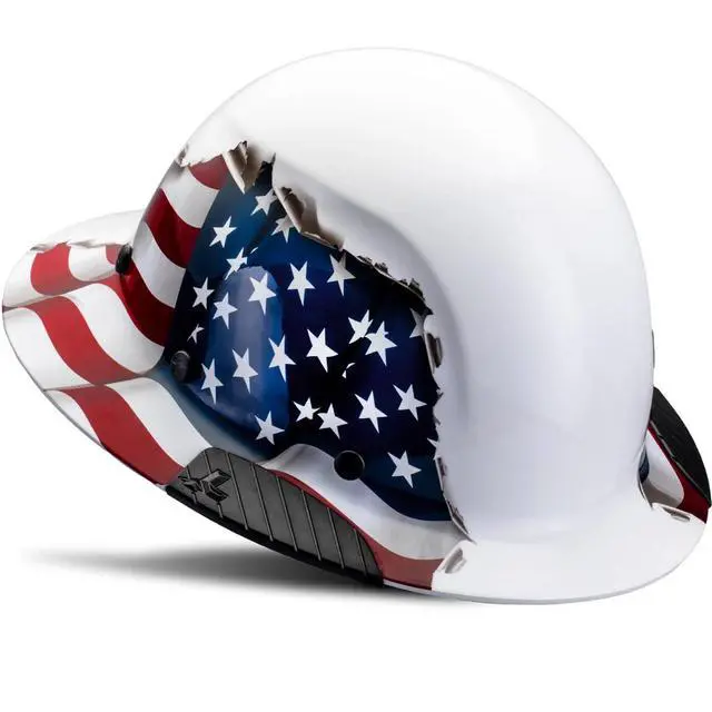 Alt view image 5 of 5 - LIFT Safety HDF-24AF DAX Fiber Resin Full Brim Hard Hat (American Flag) with Tote Bag