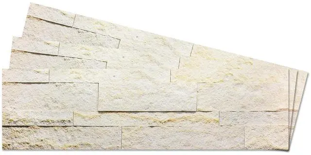 Main image of Peel and Stick 3D Stone Tiles - Self Adhesive Stick On Tile Backsplash for Kitchen and Bathroom, Accent Walls and Home Decor Ecru White, 10-Pack, Covers 10 Sq. Ft