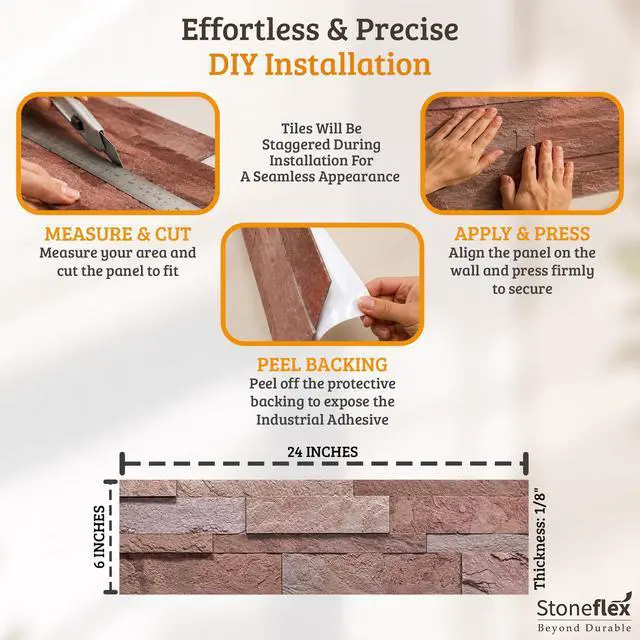 Alt view image 3 of 6 - Peel and Stick 3D Stone Tiles - Self Adhesive Stick On Tile Backsplash for Kitchen and Bathroom, Accent Walls and Home Decor Ecru White, 10-Pack, Covers 10 Sq. Ft
