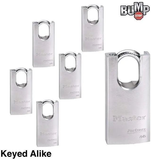 Alt view image 2 of 3 - Six (6) High Security Pro Series Padlocks w/ 12 Keys, 7045NKA-6 w/BumpStop Technology