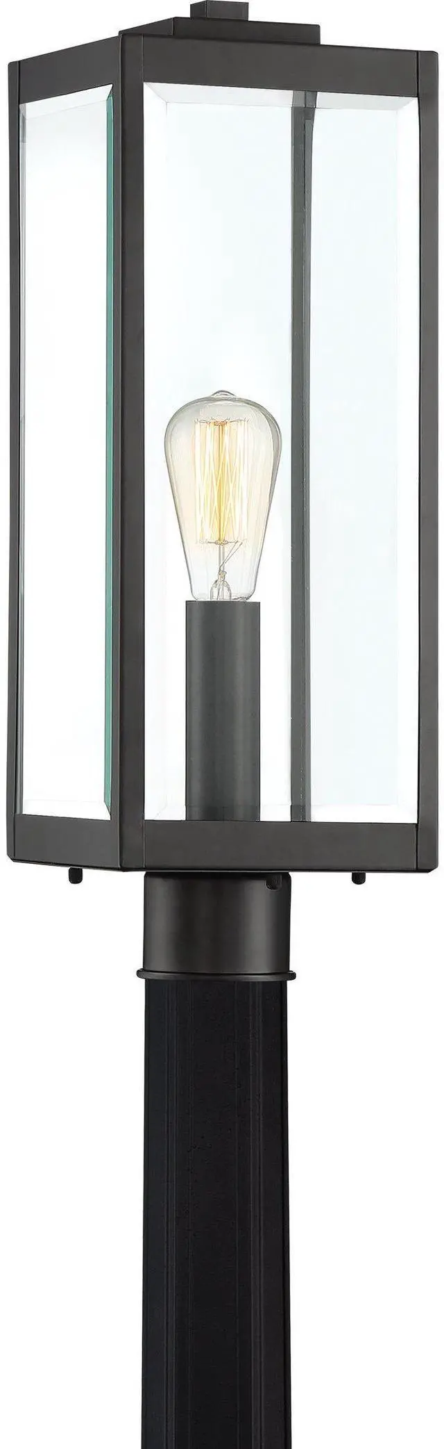 Main image of Westover 21.25" Outdoor Post Lantern, Earth Black | 1-Light, Clear Beveled Glass, E26 Base, ETL Wet Rated