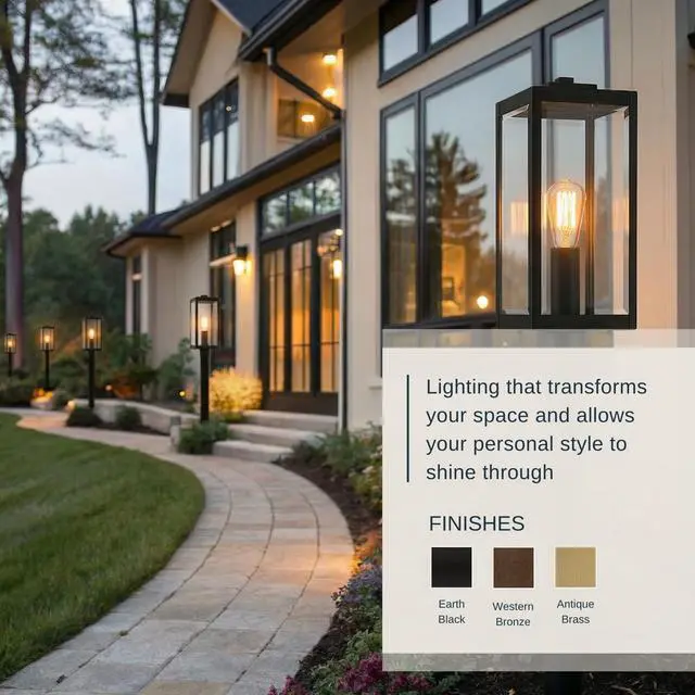 Alt view image 4 of 6 - Westover 21.25" Outdoor Post Lantern, Earth Black | 1-Light, Clear Beveled Glass, E26 Base, ETL Wet Rated