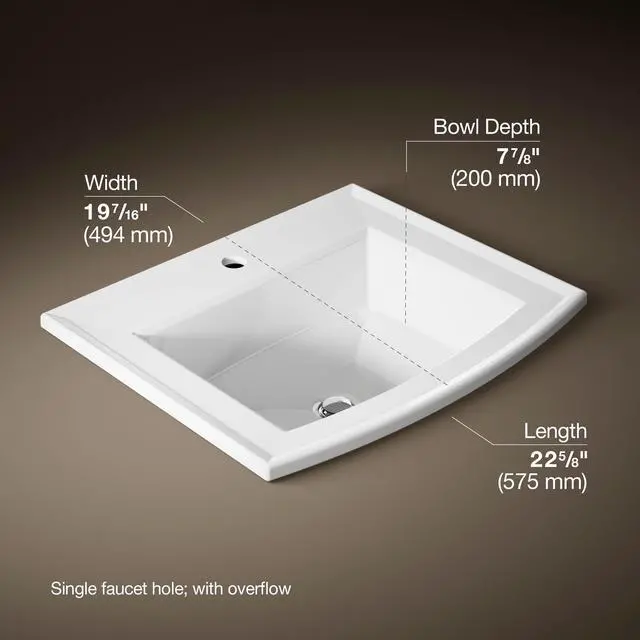 Alt view image 2 of 6 - 2356-1-0 Archer® 22-3/4" rectangular drop-in bathroom sink, White
