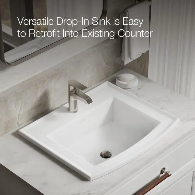 Alt view image 4 of 6 - 2356-1-0 Archer® 22-3/4" rectangular drop-in bathroom sink, White